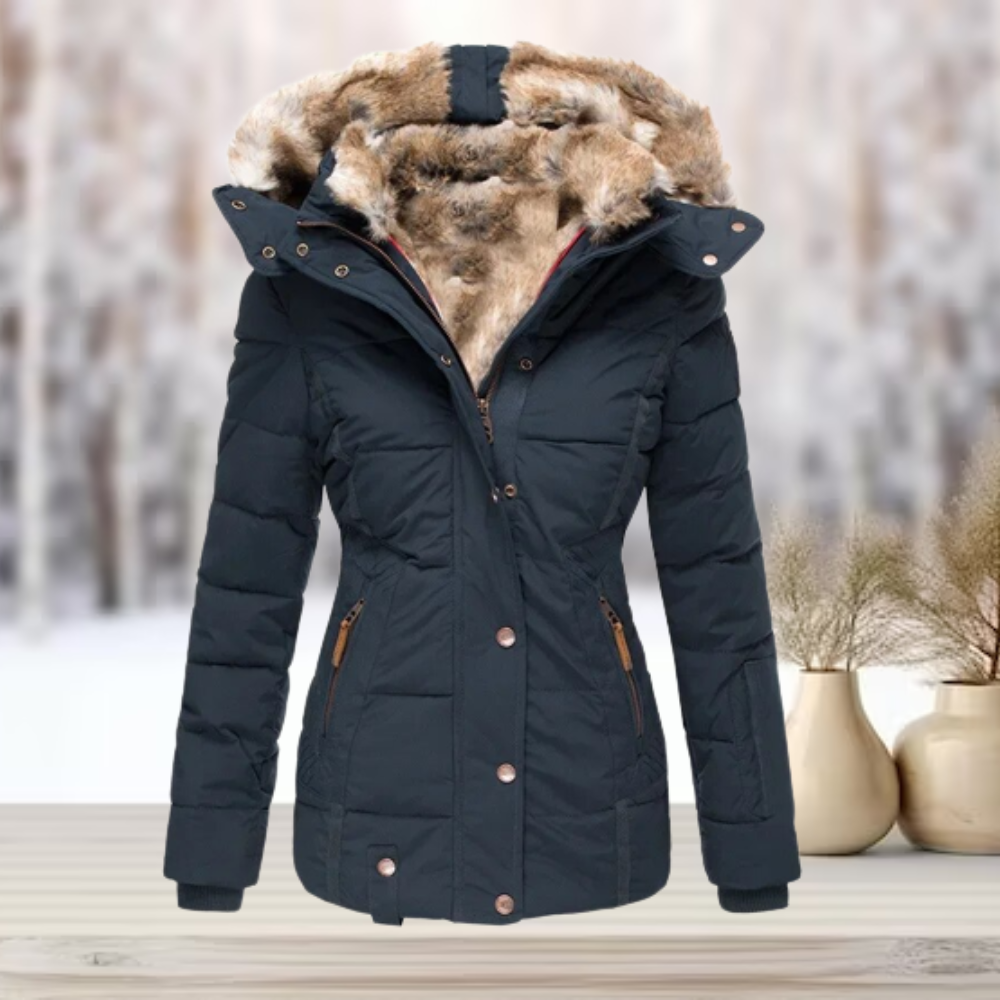 Dames Winterjas met Afneembare Bontkap 4