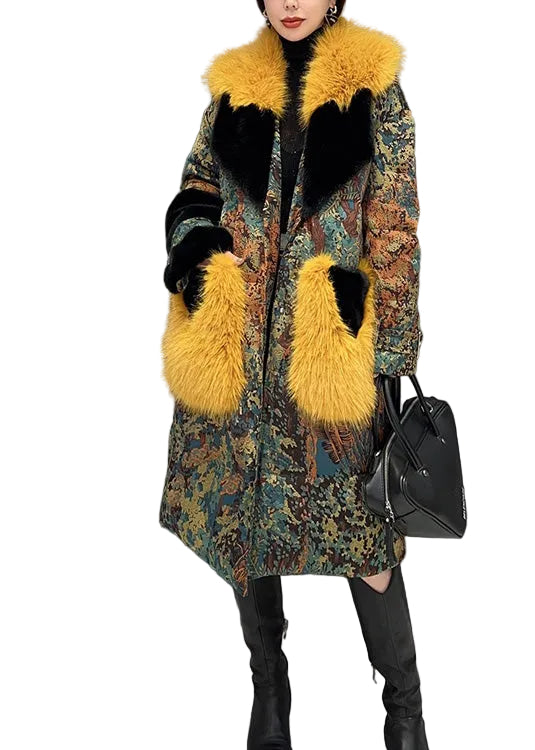 Dames Winterjas met Bontkraag en Knopen 0