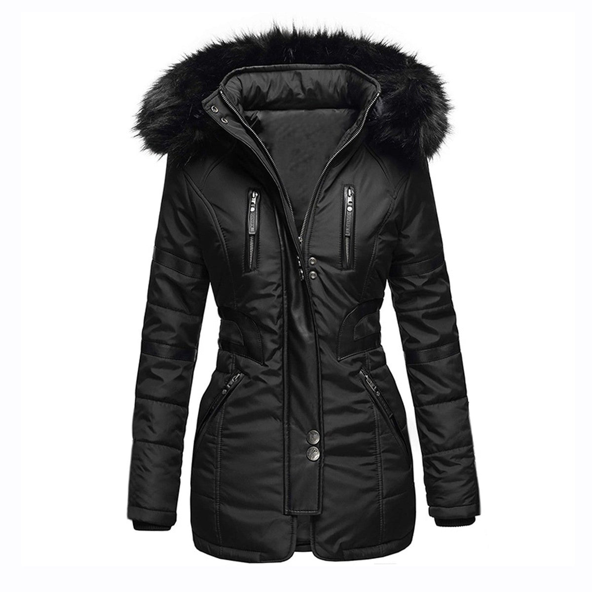 Dames Winterjas met Capuchon en Stijlvol Design 0