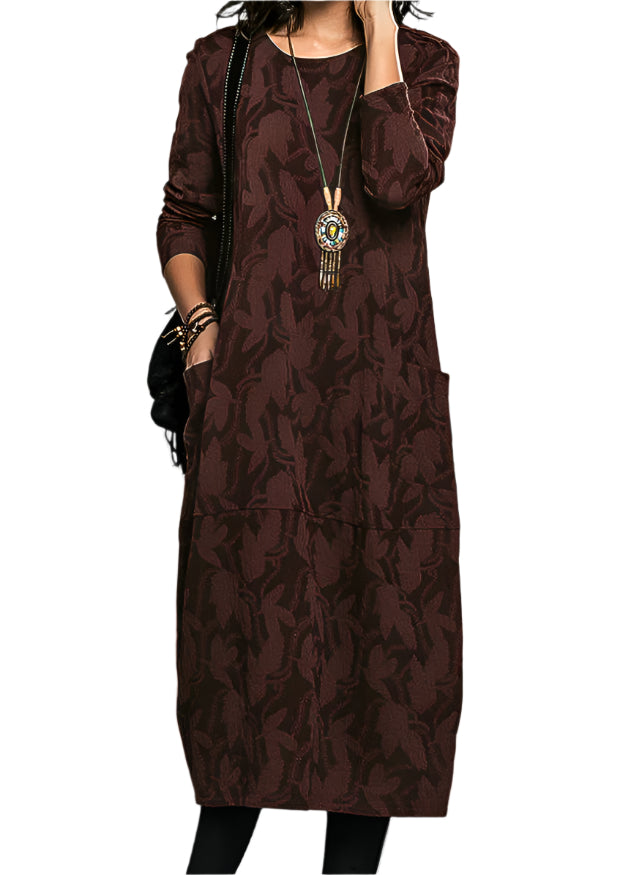 Dames Winterjurk Met Pockets Elegante Prints Zachte Stof 0