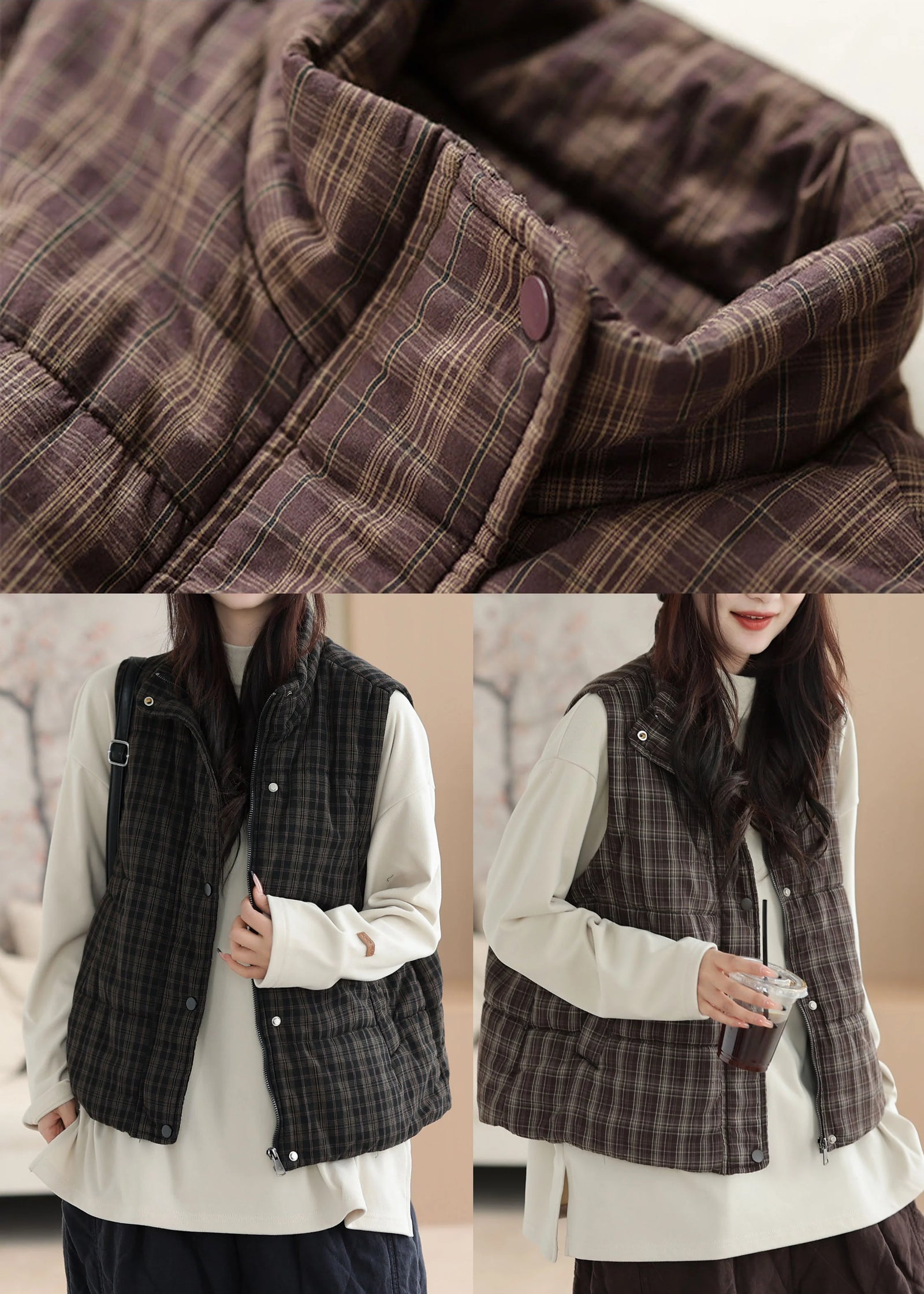 Dames Wintervest Geruit Comfortabel Model 4
