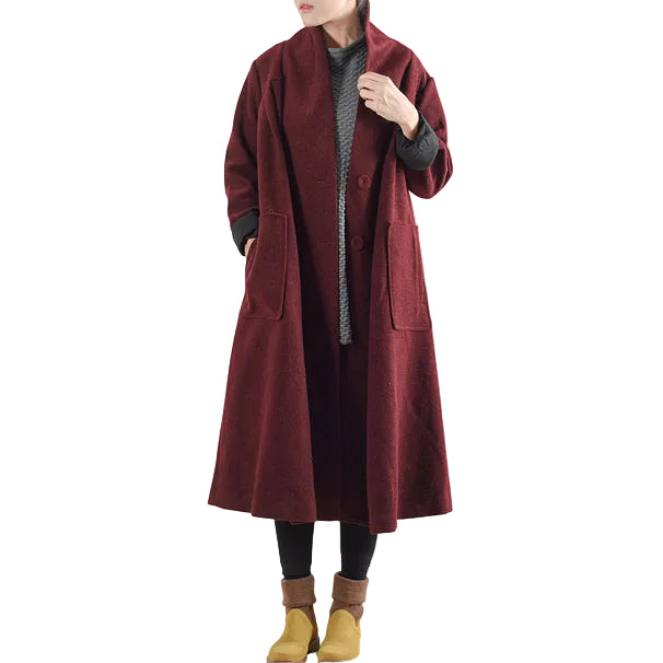 Dames Wollen Trenchcoat Winter Stijlvol Plus Size 0