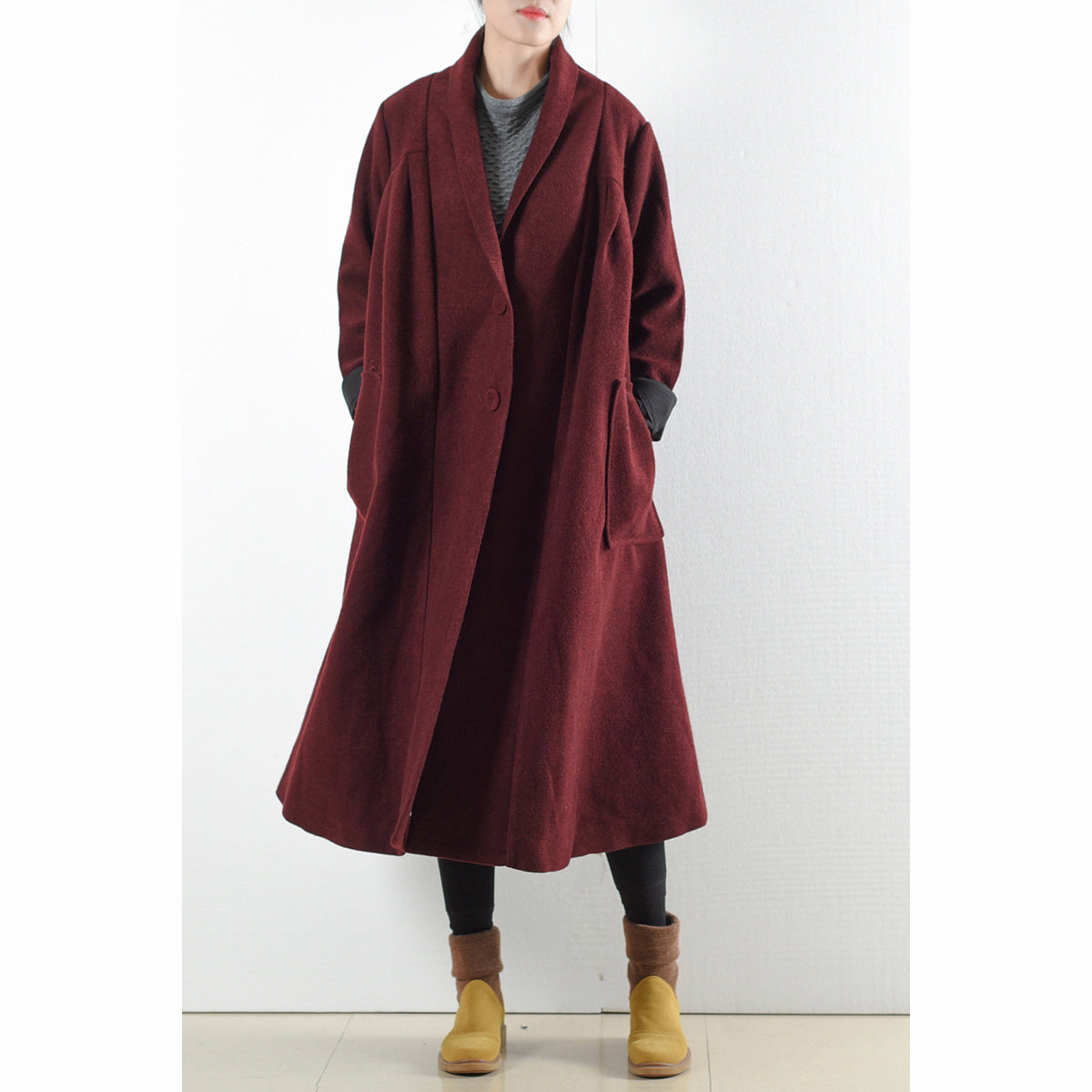 Dames Wollen Trenchcoat Winter Stijlvol Plus Size 1