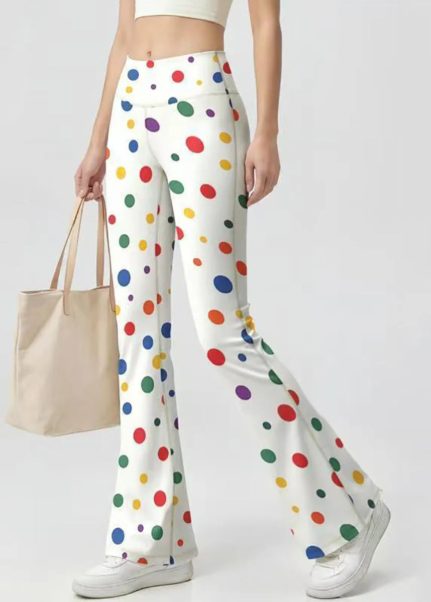 Dames Yogabroek Hoge Taille Met Kleurrijke Stippen En Wijde Pijpen 1