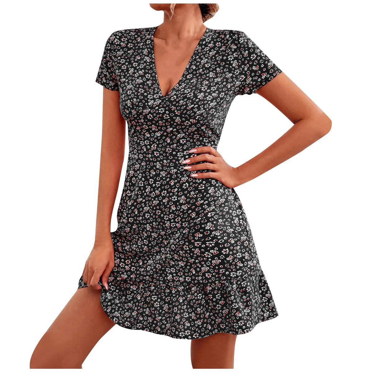 Dames Zomer Jurk V-hals Bloemenprint Casual 1