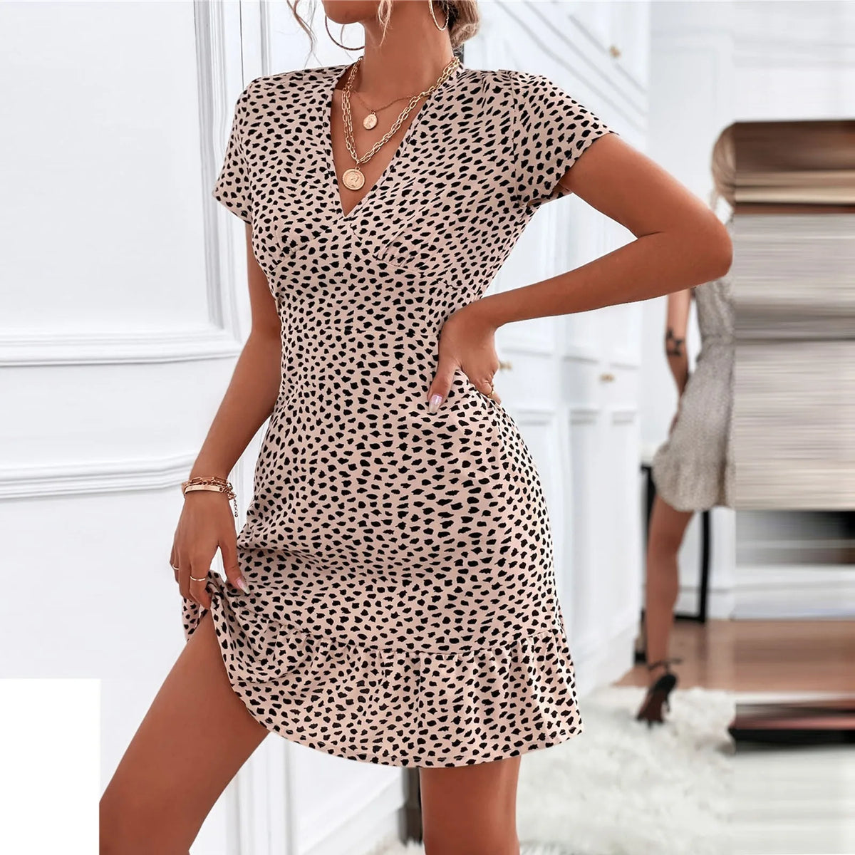 Dames Zomer Jurk V-hals Bloemenprint Casual 6