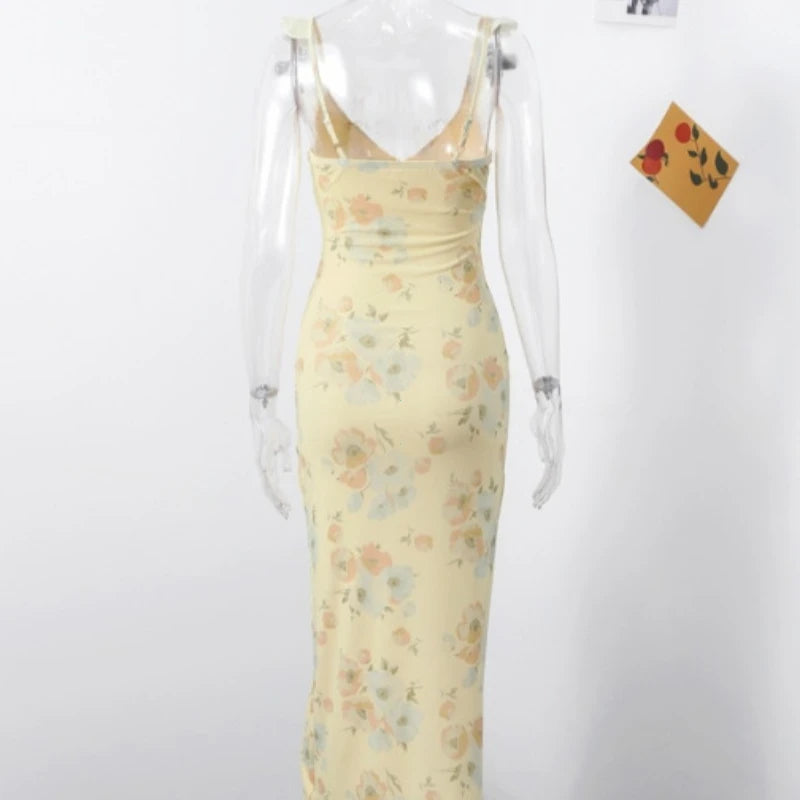 Dames Zomerjurk Bloem Motief Mouwloos Maxi Stijl 4