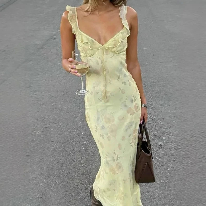 Dames Zomerjurk Bloem Motief Mouwloos Maxi Stijl 7