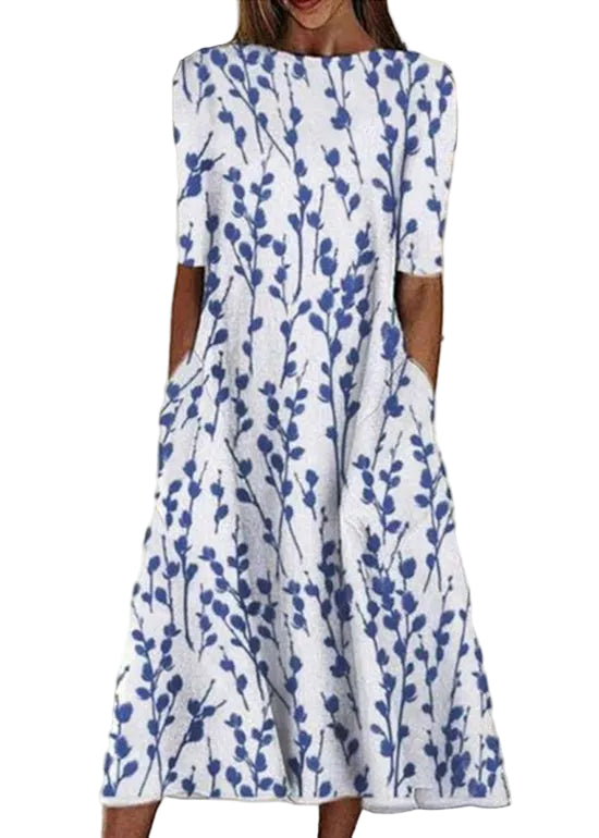 Dames Zomerjurk Boho Stijl met O-hals en Zakken 2