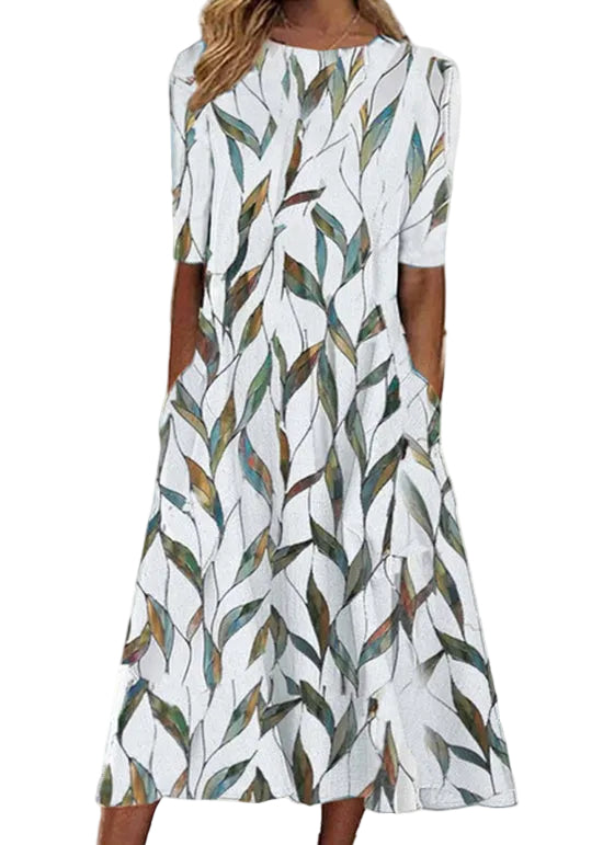Dames Zomerjurk Boho Stijl met O-hals en Zakken 4