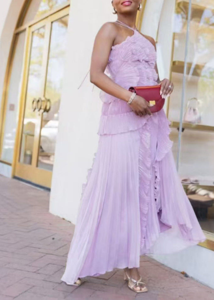 Dames Zomerjurk Chiffon Gerimpeld Met Open Zijkant 2