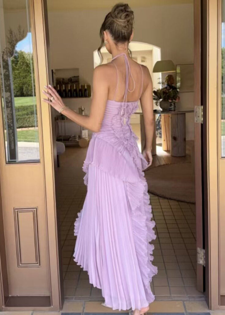 Dames Zomerjurk Chiffon Gerimpeld Met Open Zijkant 4