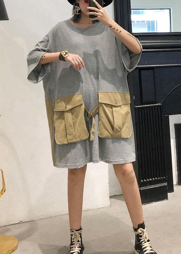 Dames Zomerjurk Losse Pasvorm met Grote Zakjes en Uniek Patchworkdesign 1