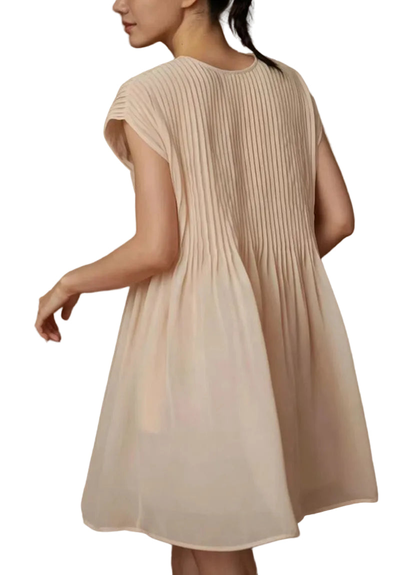 Dames Zomerjurk O-hals Gerimpeld Chiffon 0