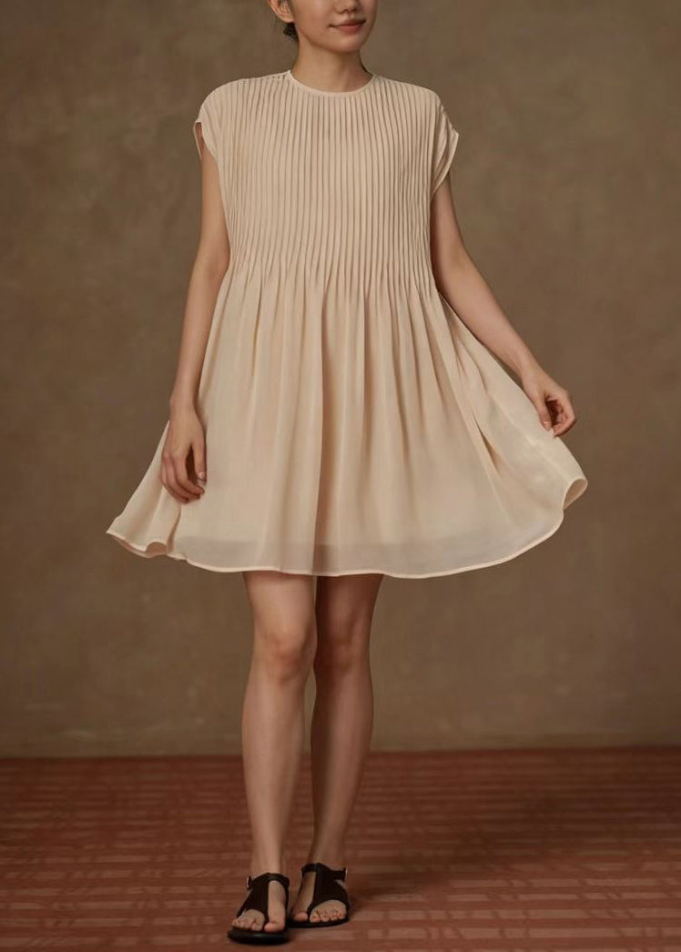 Dames Zomerjurk O-hals Gerimpeld Chiffon 1