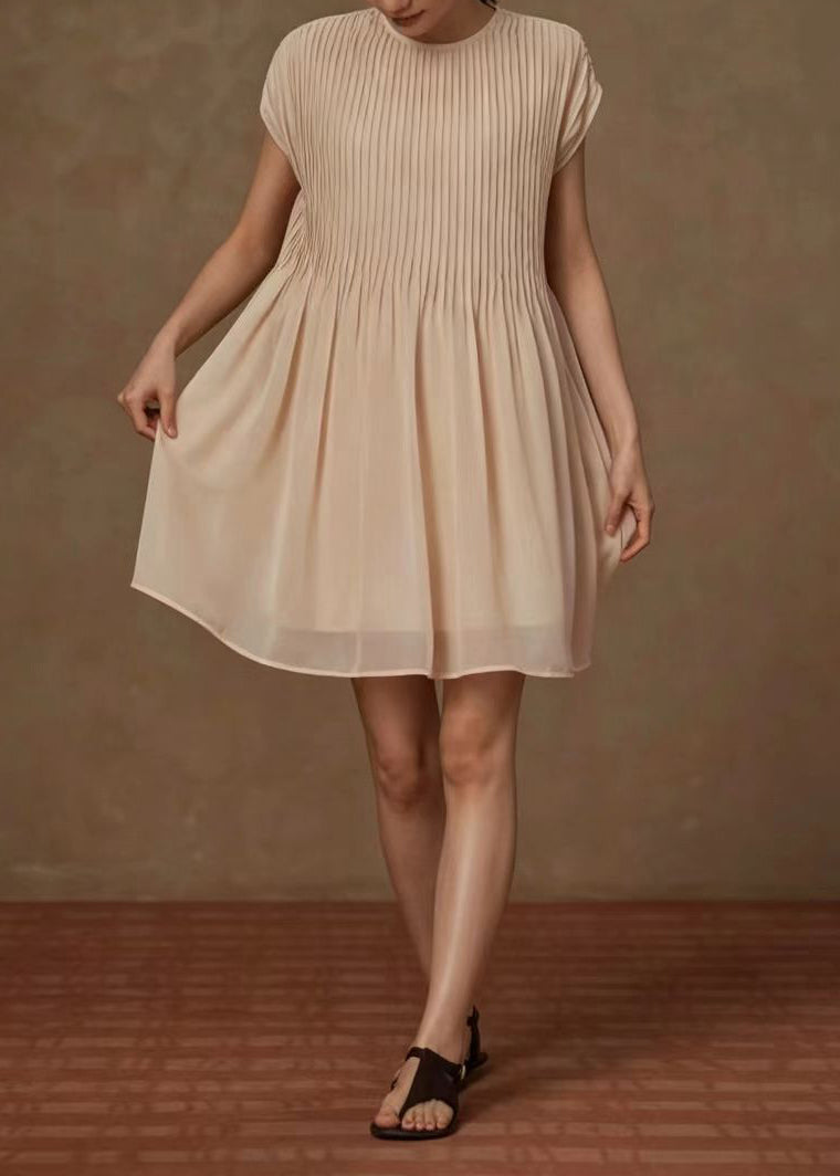 Dames Zomerjurk O-hals Gerimpeld Chiffon 3