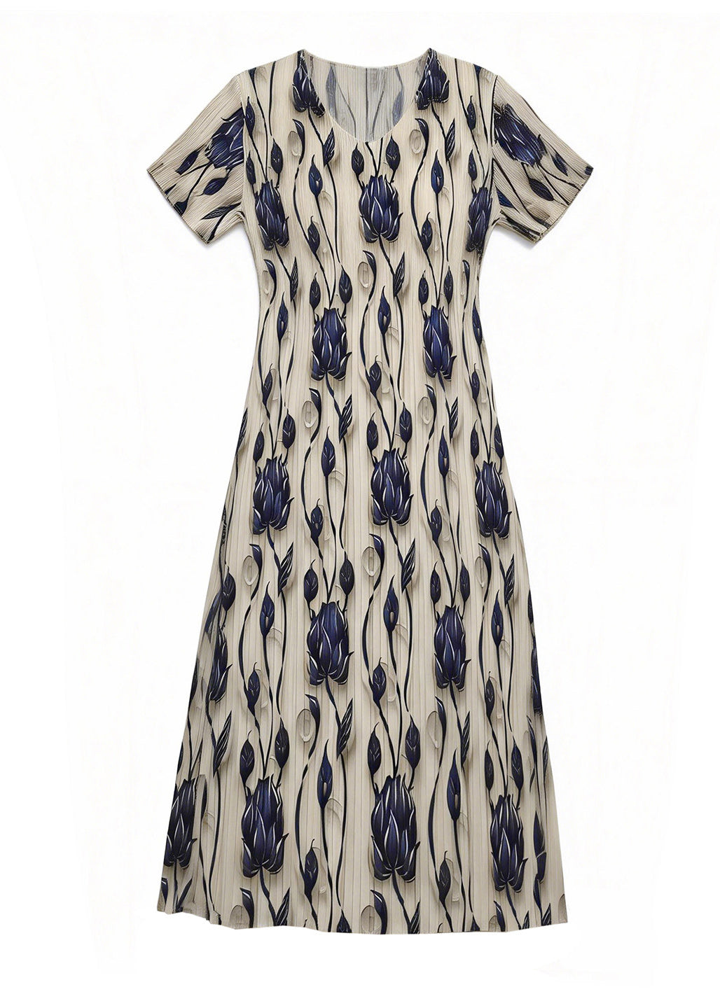 Dames Zomerjurk O-hals Gerimpeld Design 4
