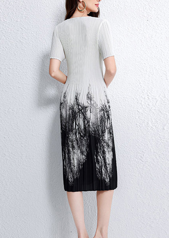 Dames Zomerjurk O-hals Met Print En Gerimpelde Details 3