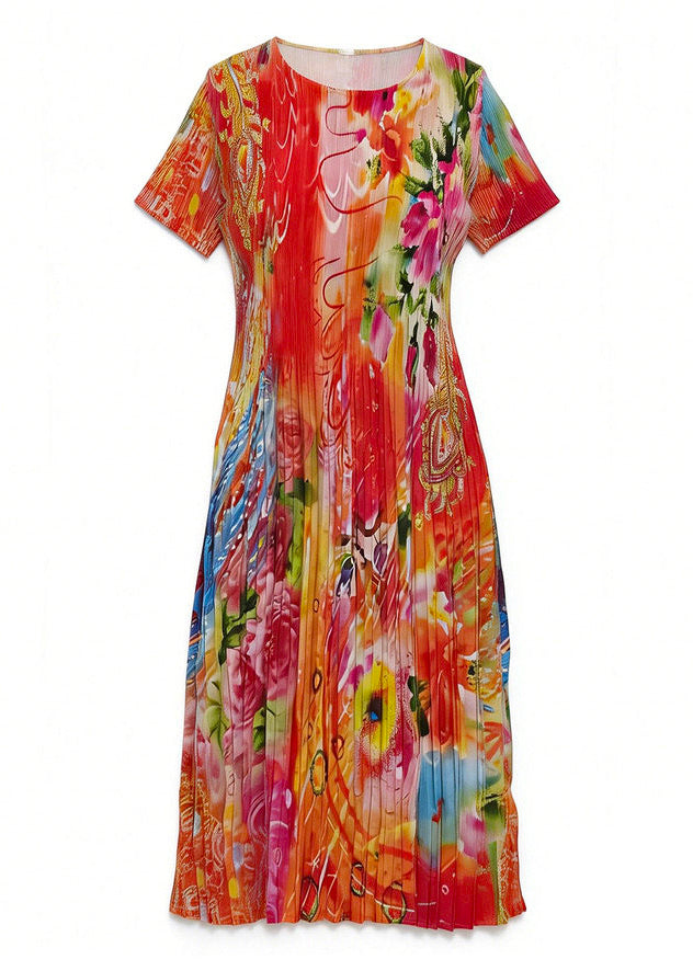 Dames Zomerjurk O-hals Print Losvallend 4