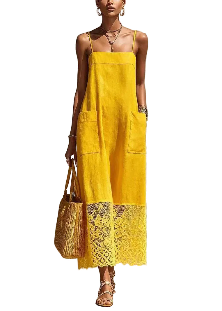 Dames Zomerjurk Spaghettibandjes Patchwork Design 0