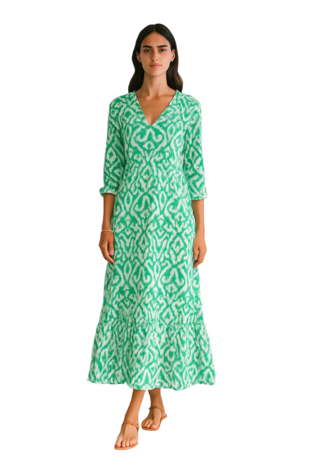 Dames Zomerjurk V-hals A-lijn met Halve Mouwen 0