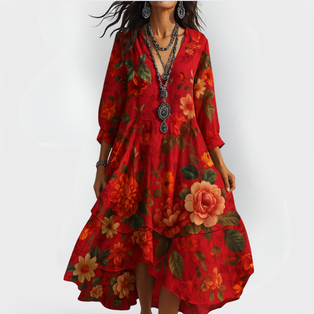 Dames Zomerjurk V-hals Boho Stijl 1