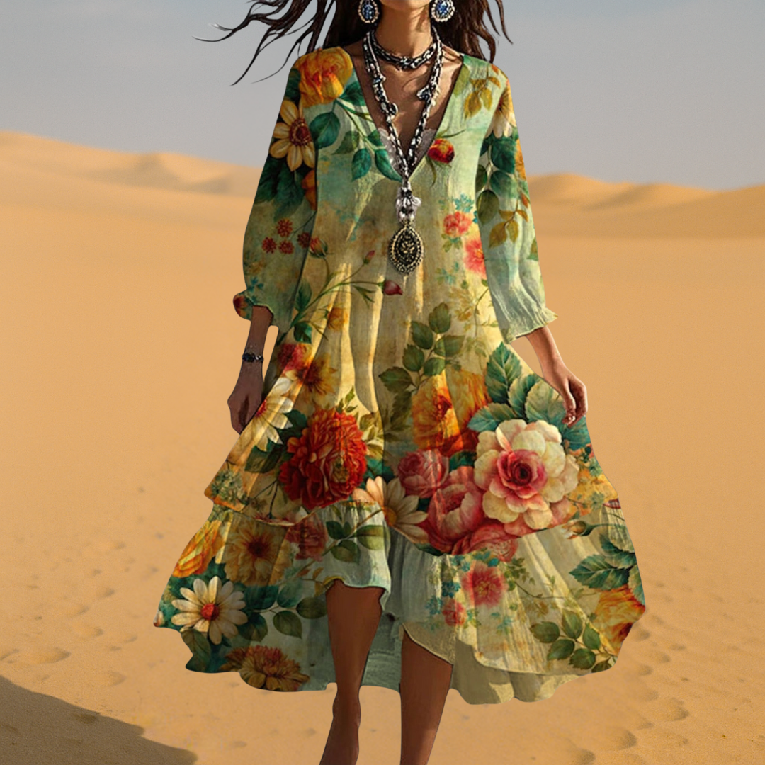 Dames Zomerjurk V-hals Boho Stijl 2