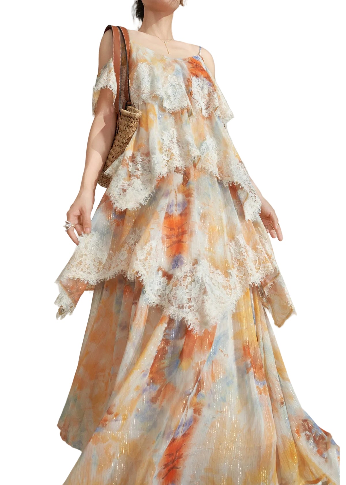 Dames Zomerjurk V-hals Met Print En Spaghettibandjes 0
