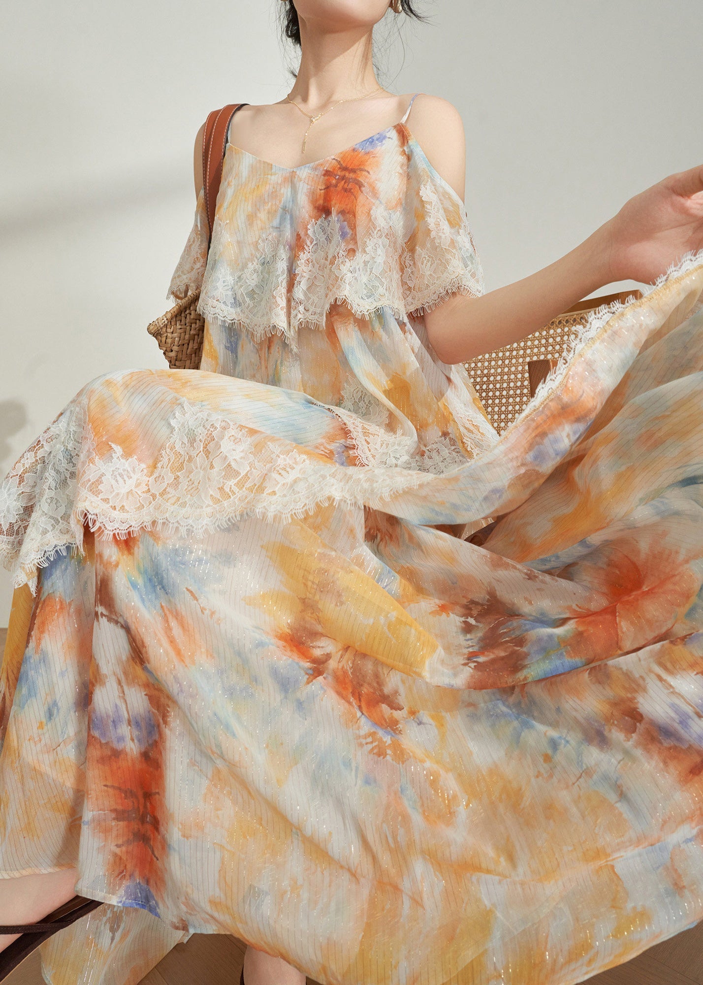 Dames Zomerjurk V-hals Met Print En Spaghettibandjes 2