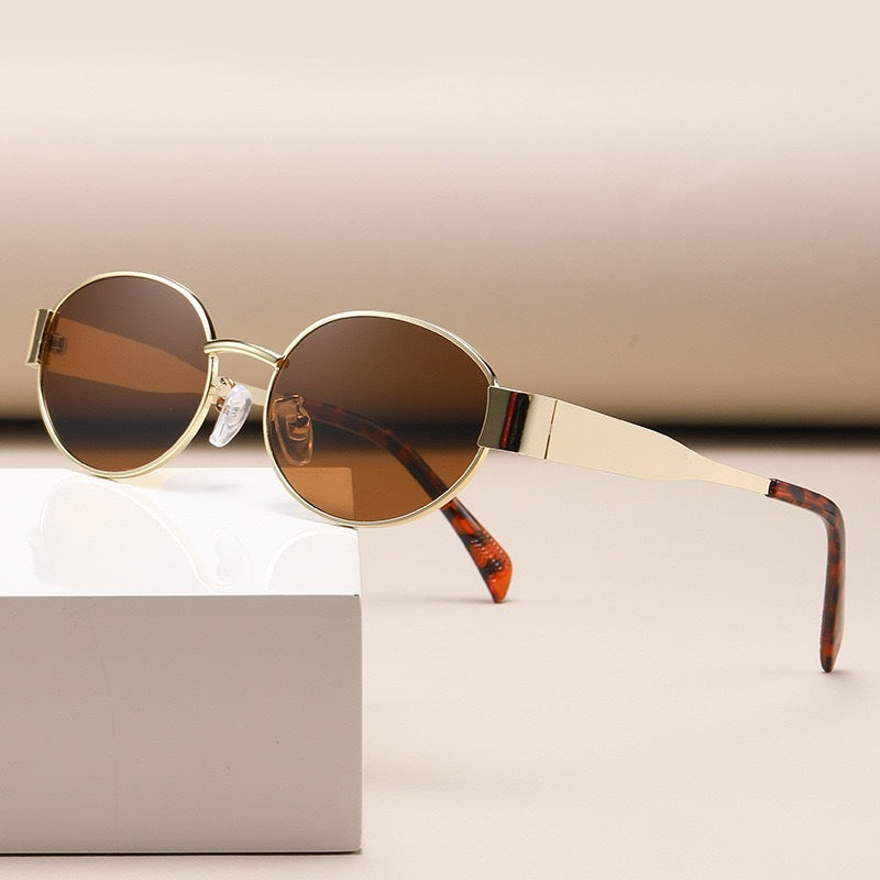 Dames Zonnebril Metalen Ovale Stijl 3