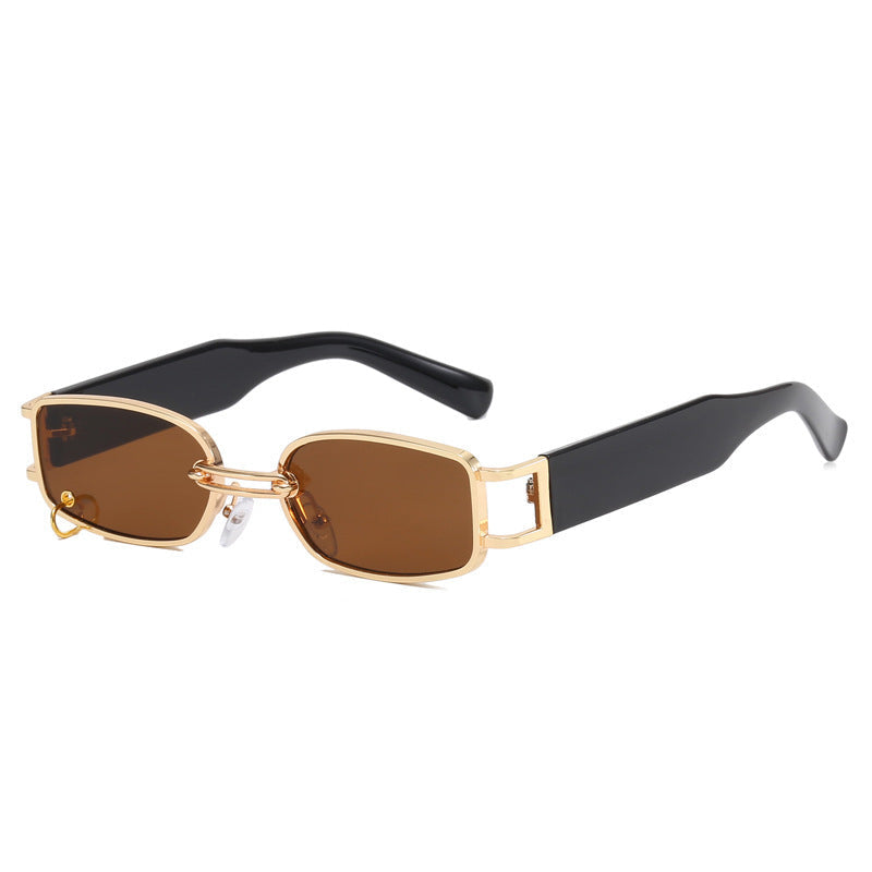 Dames Zonnebril Rechthoekig Design met Gouden Accenten 6