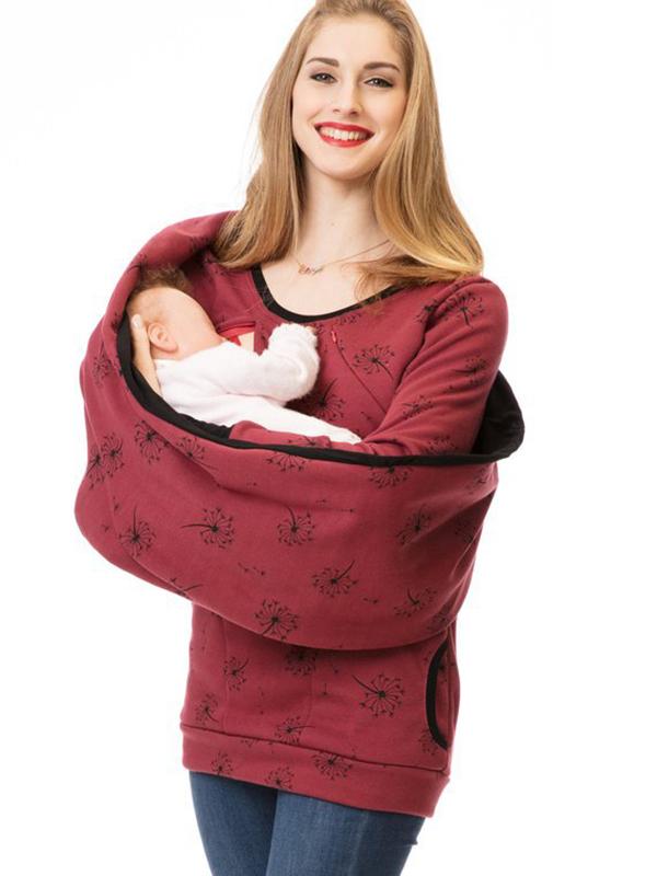 Dames Zwangerschaps Sweatshirt Bloemendruk Casual met Lange Mouwen 13