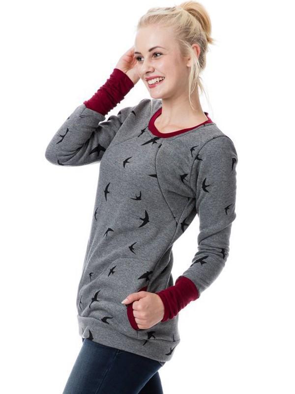 Dames Zwangerschaps Sweatshirt Bloemendruk Casual met Lange Mouwen 2