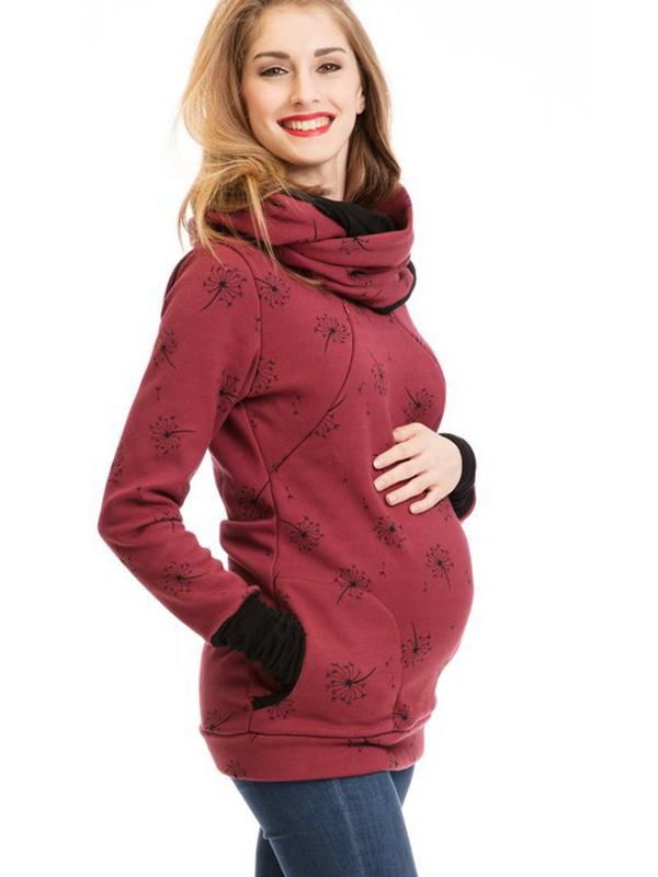 Dames Zwangerschaps Sweatshirt Bloemendruk Casual met Lange Mouwen 8