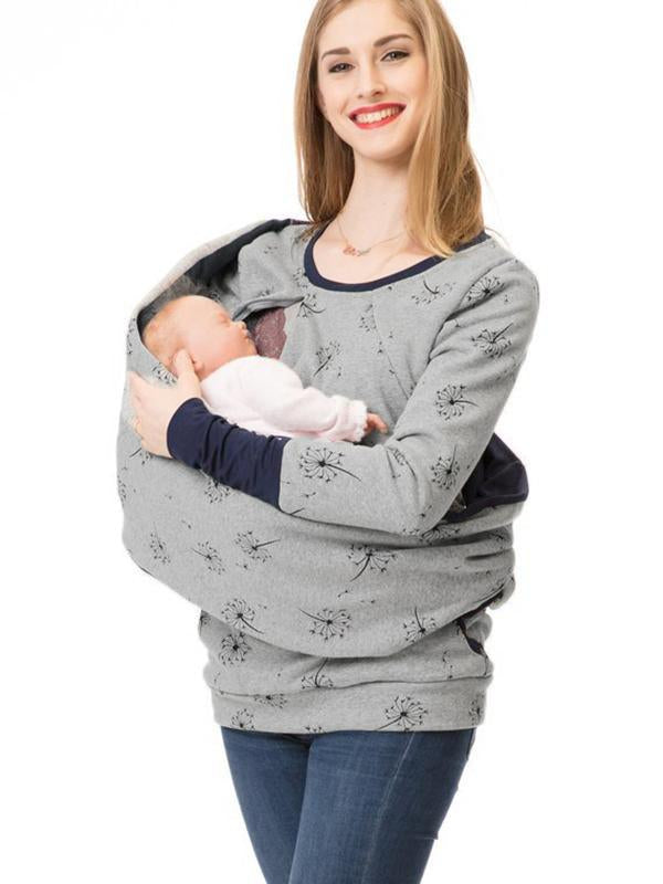 Dames Zwangerschaps Sweatshirt Bloemendruk Casual met Lange Mouwen 9