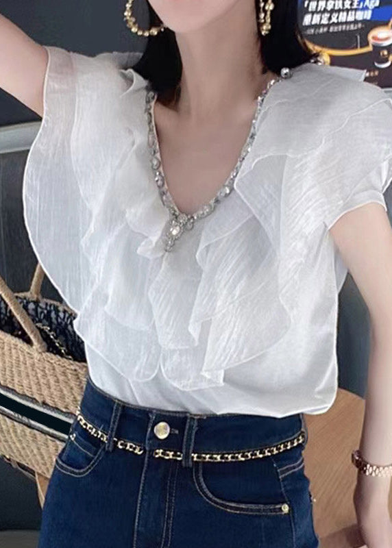 Dames Zwart Katoenen Shirt met Ruches 1