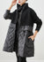 Dames Zwarte Gebreide Jas met Rits en Patchwork 2