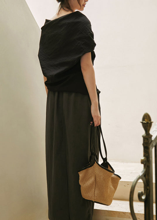 Dames Zwarte Katoenen Shirt met Uitsnijding 4