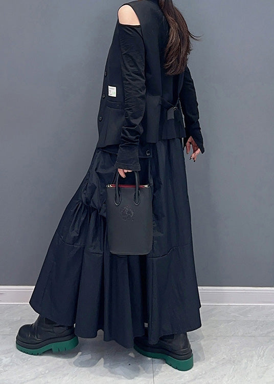 Dames Zwarte Patchwork Rok met Zakken 4
