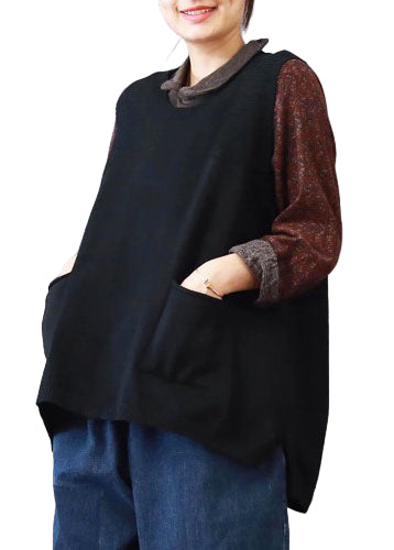 Dames Zwarte Sweater Met Grote Zakken 0