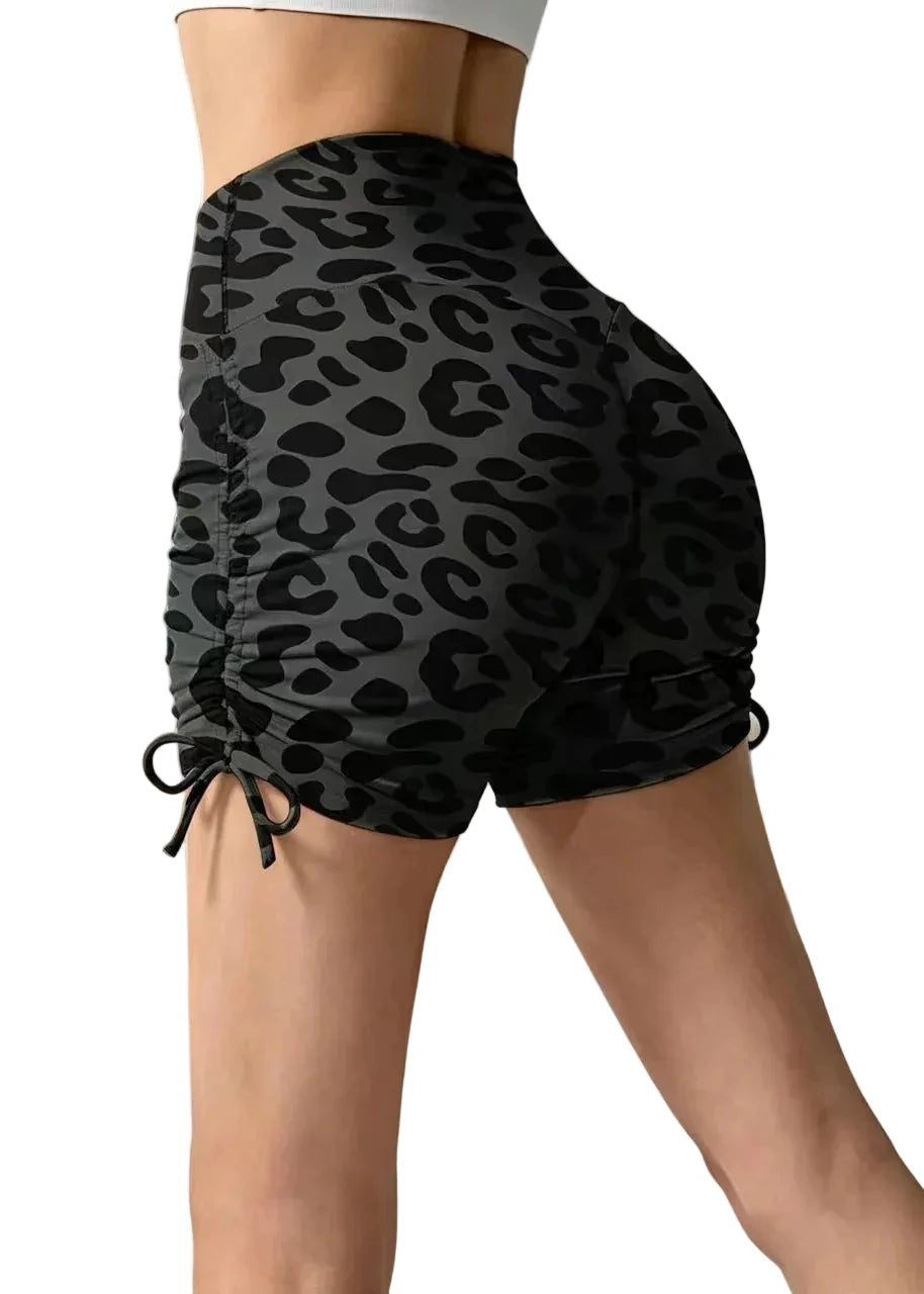 Dames hardloopshorts met hoge taille en luipaardprint 0