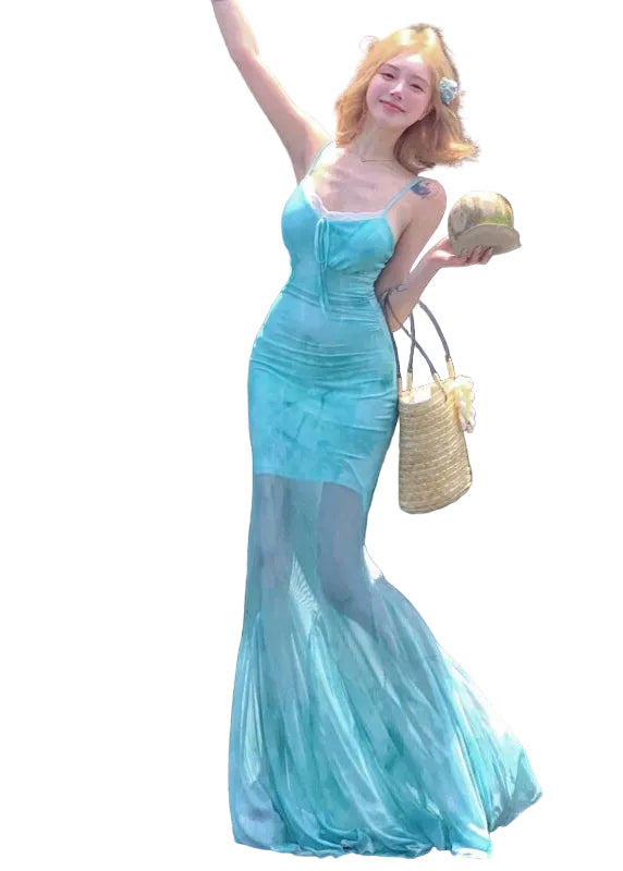 Dames jurk backless met print en spaghettibandjes 0