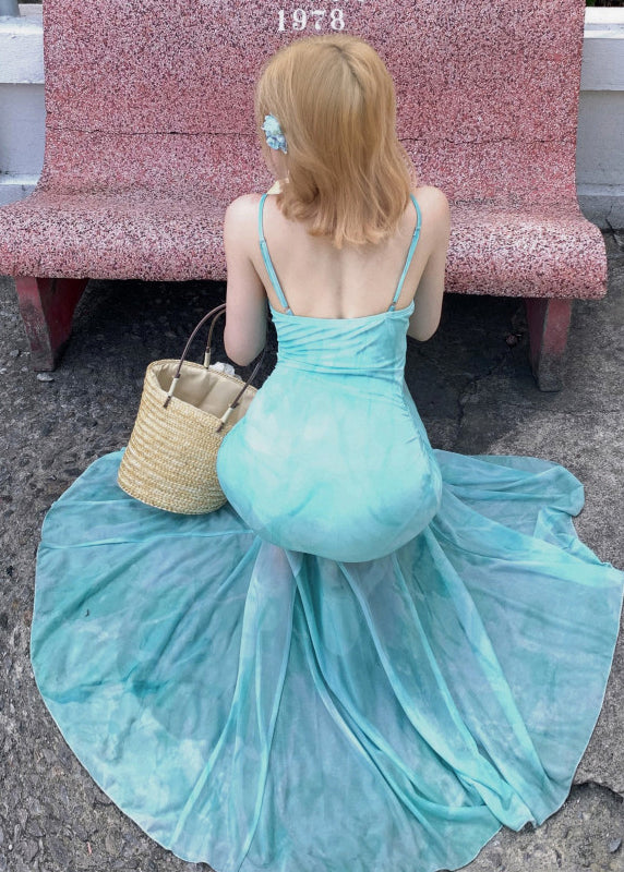 Dames jurk backless met print en spaghettibandjes 4