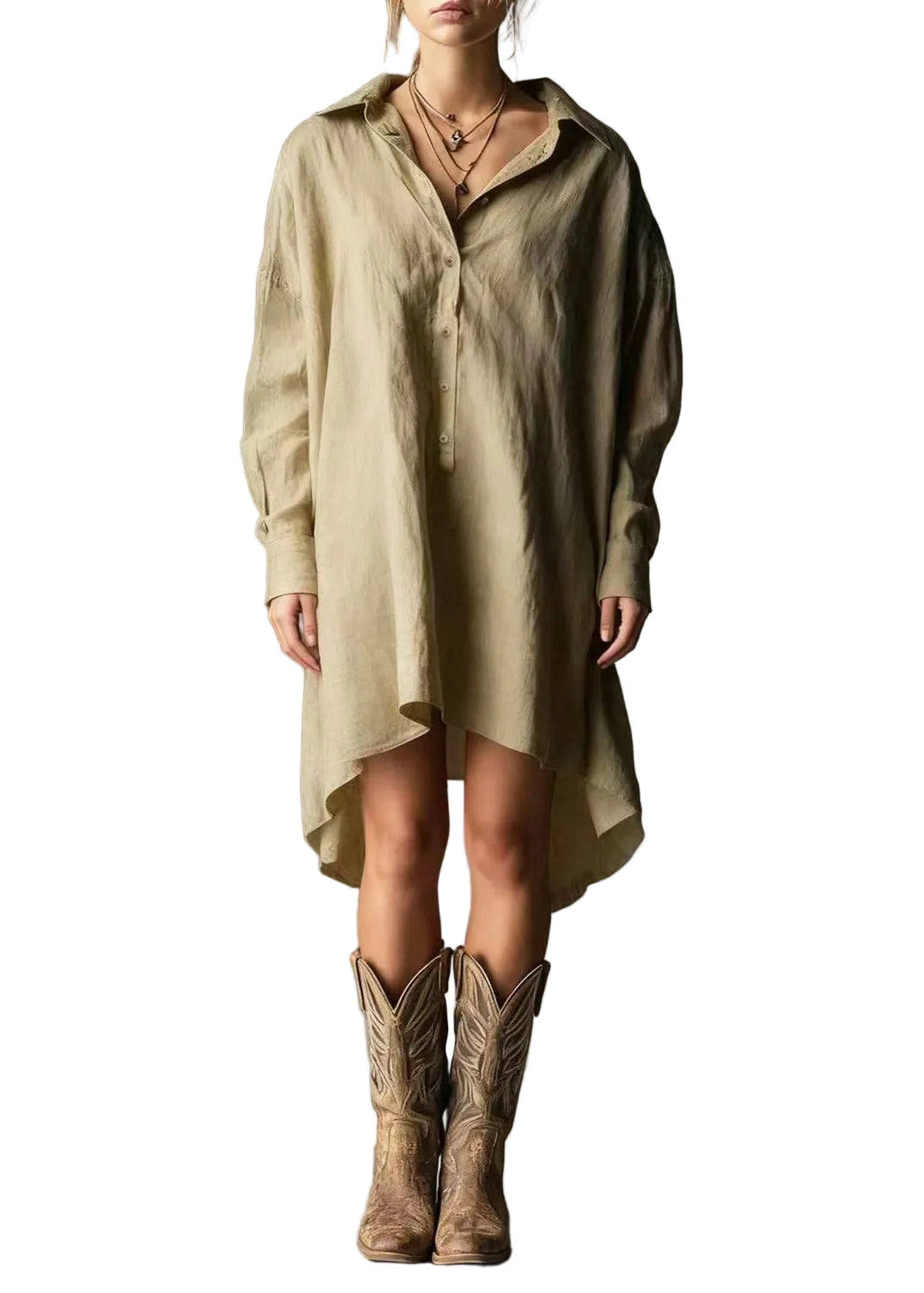 Dames overhemdjurk oversized casual met lange mouwen 0