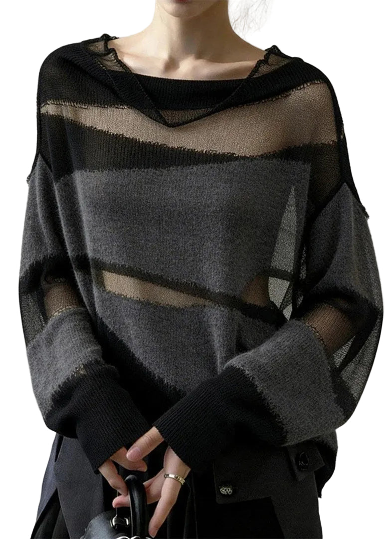 Dames oversized trui patchwork stijl herfst 0