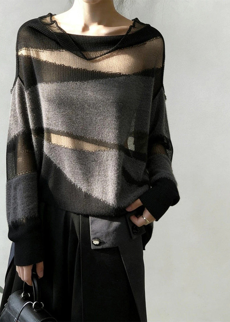 Dames oversized trui patchwork stijl herfst 1
