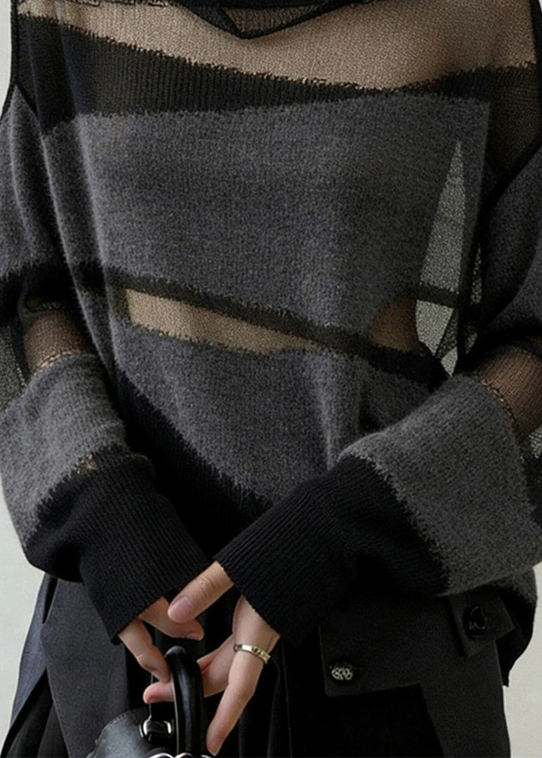 Dames oversized trui patchwork stijl herfst 4
