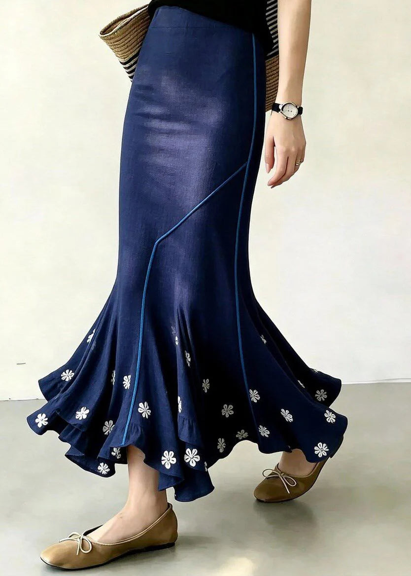 Dames rok asymmetrisch met bloemenprint en hoge taille 1