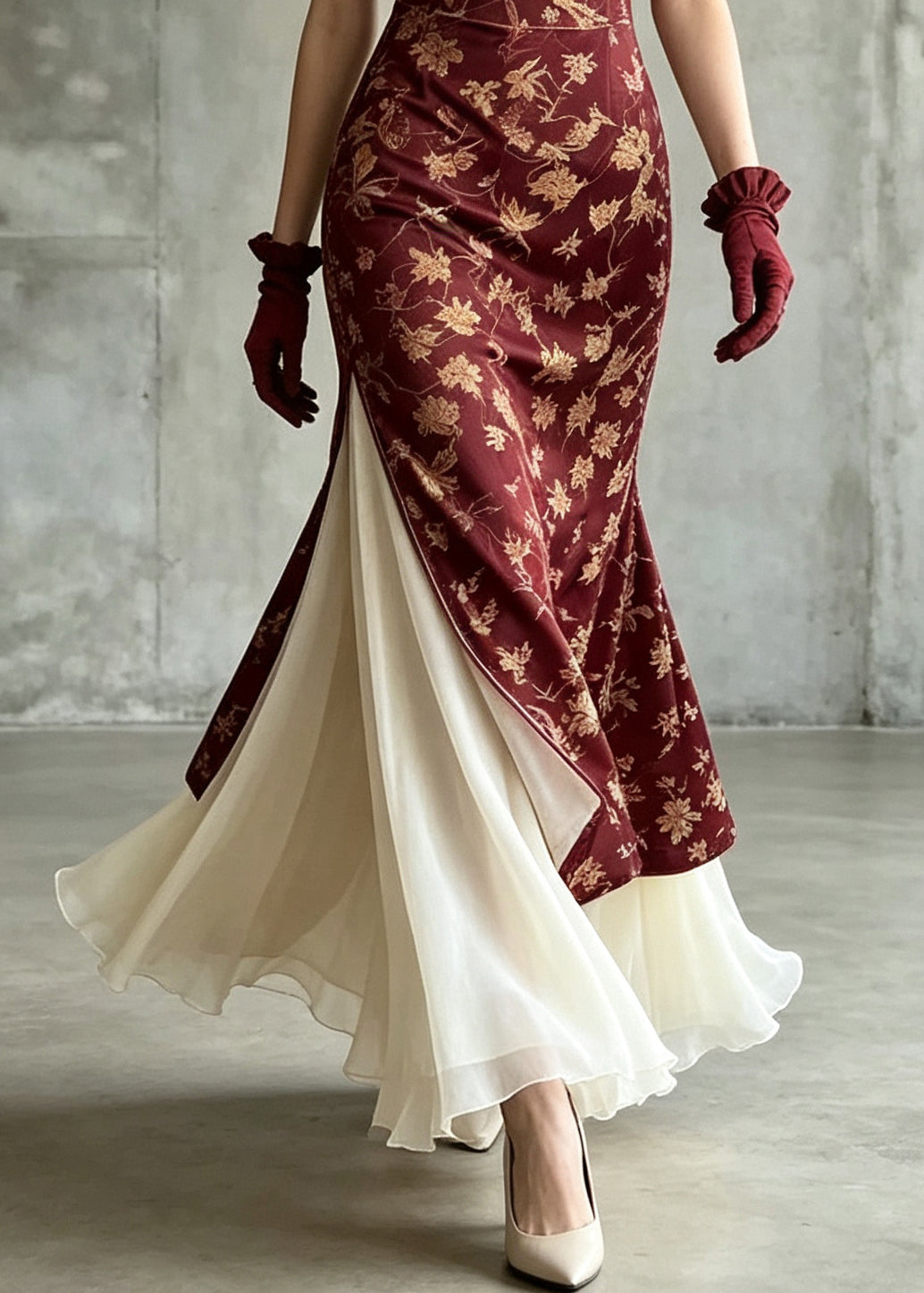 Dames rok met grote zoom en chiffon stijl 3