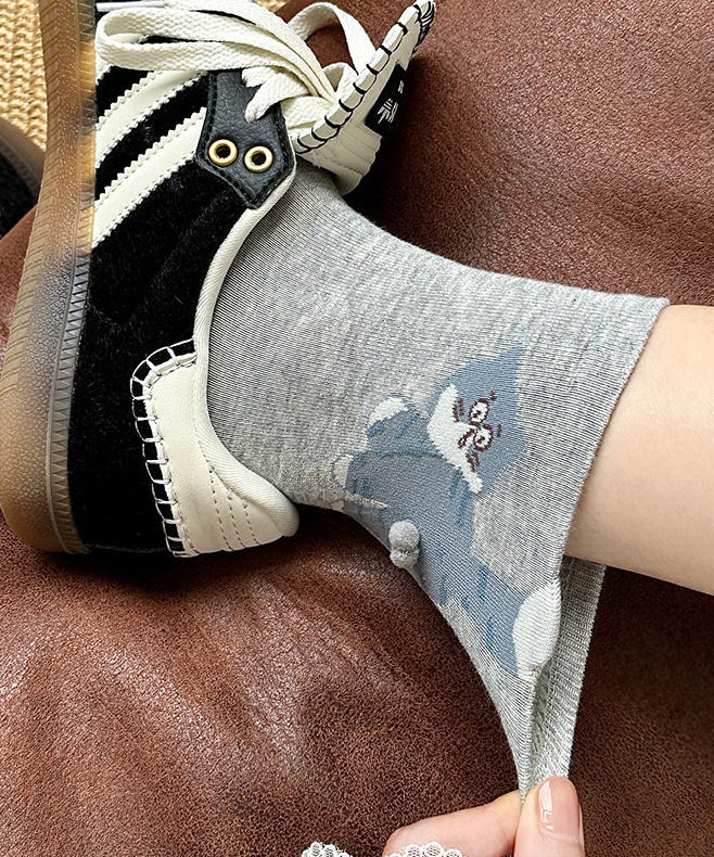 Dames sokken met kat design Japans stijlvol middellang 2